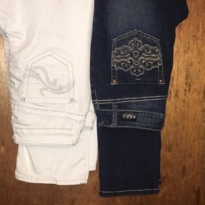 2 pairs of jeans navy and off white